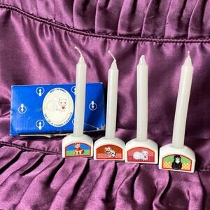 Mini Kitty Cat Chime Candle Holders Set of 4 Witchy Spell Candles Vintage JAPAN